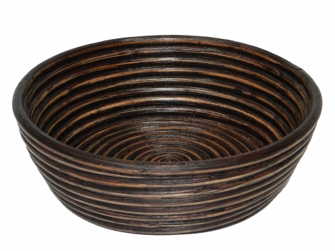 Round rattan bread basket brown color